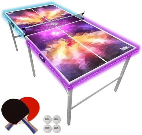 PartyLife 6 ft x 3 ft Portable Indoor Outdoor Ping Pong Table | Kids & Adults | Game Room | Not Full Size | With Optiona
