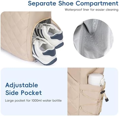 Pickleball Tote Bag for Men and Women - Extra-Large Quilted Tennis Tote with Shoe Compartment, Water-Resistant & Lightwe