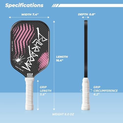 Professional Carbon Fiber Pickleball Paddle - USAPA Approved for Higher Spin & Grit, BlueBean | USAPA Approved Carbon F