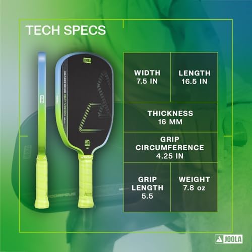 JOOLA Vision Textured Carbon Grip Pickleball Paddle for Maximum Spin and Control - Polypropylene Honeycomb Core 16mm JOO