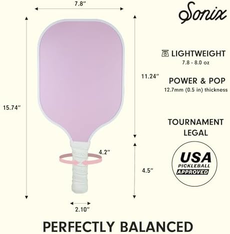 Sonix USAPA Approved Pickleball Paddles Set of 2 for Adults | Fiberglass Surface Pickleball Set with 2 Rackets, 4 Balls,