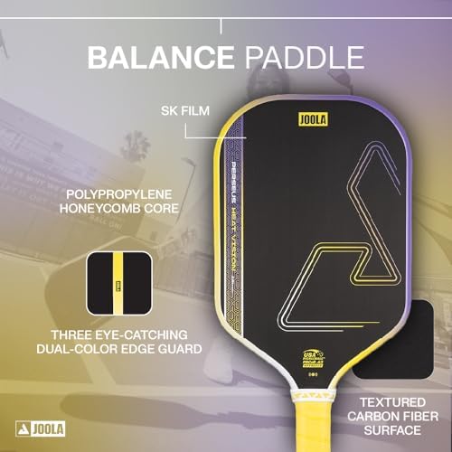 JOOLA Vision Textured Carbon Grip Pickleball Paddle for Maximum Spin and Control - Polypropylene Honeycomb Core 16mm JOO