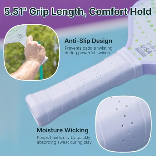 GOLABS PB1 Pickleball Paddles Set of 2 Durable Fiberglass Surface USAPA Approved 8oz Lightweight Comfort Anti-Slip Elong