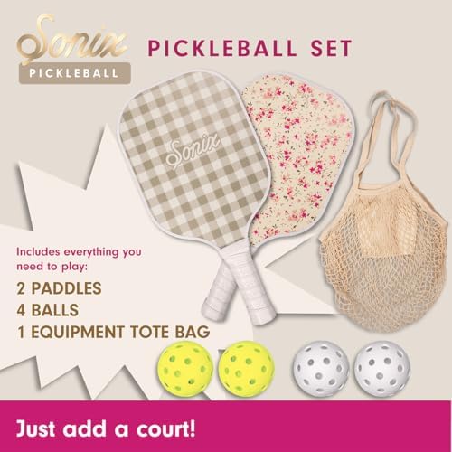 Sonix USAPA Approved Pickleball Paddles Set of 2 for Adults | Fiberglass Surface Pickleball Set with 2 Rackets, 4 Balls,