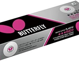 Butterfly R40+ 40mm White ITTF Certified Table Tennis Ball - For Professionals - 3 Pack Butterfly R40+ 40mm White ITTF