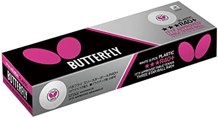 Butterfly R40+ 40mm White ITTF Certified Table Tennis Ball - For Professionals - 3 Pack Butterfly R40+ 40mm White ITTF