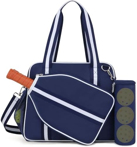 Pickleball Tote Bag for Women Men + Adjustable Shoulder Strap + Fence Hook
