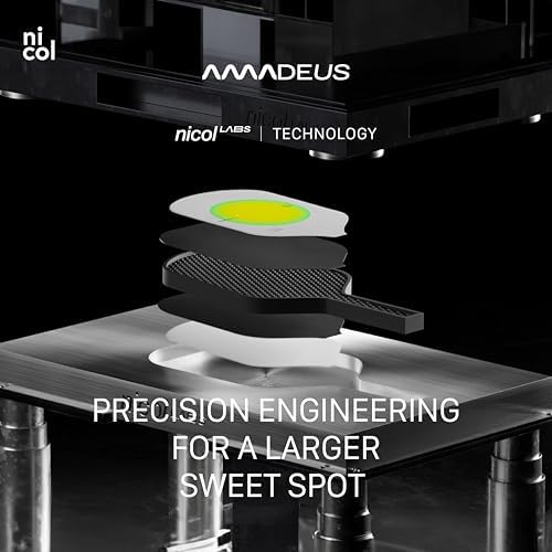 Nicol Amadeus 16MM Pickleball Paddle - Precision Carbon Fiber for More Spin & Control | Lightweight Racket | High-Perfor
