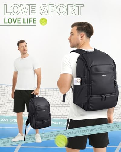 Pickleball Bag Sports Pickleball Backpack with Shoe Compartment Large Men Women Patent Pending