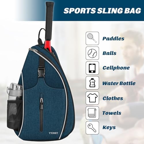 Ytonet Water Resistant Tennis Sling Backpack Crossbody for Men Women | Ytonet Men Women Pickleball Badminton Rackets Co