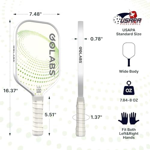 GOLABS PB1 Pickleball Paddles Set of 2 Durable Fiberglass Surface USAPA Approved 8oz Lightweight Comfort Anti-Slip Elong