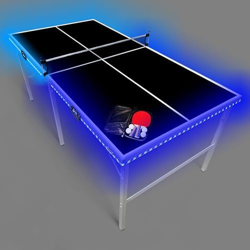 PartyLife 6 ft x 3 ft Portable Indoor Outdoor Ping Pong Table | Kids & Adults | Game Room | Not Full Size | With Optiona