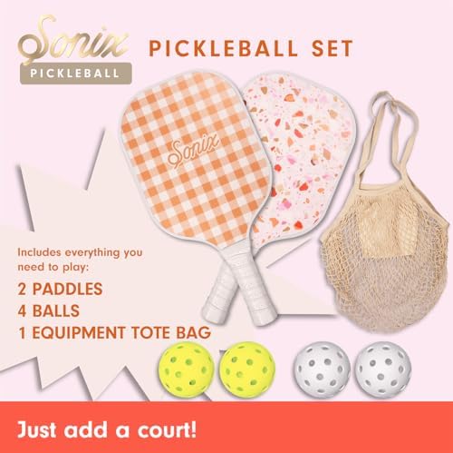 Sonix USAPA Approved Pickleball Paddles Set of 2 for Adults | Fiberglass Surface Pickleball Set with 2 Rackets, 4 Balls,