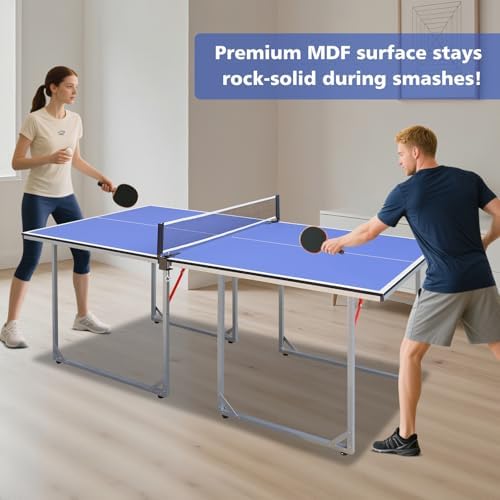 Table Tennis Table Foldable MDF Multi-Use, |5FT/6FT/9FT for Kid Teenager Adult