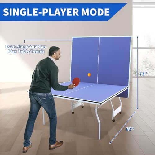 Table Tennis Table Foldable MDF Multi-Use, |5FT/6FT/9FT for Kid Teenager Adult