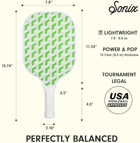 Sonix USAPA Approved Pickleball Paddles Set of 2 for Adults | Fiberglass Surface Pickleball Set with 2 Rackets, 4 Balls,