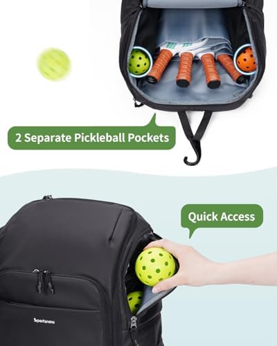 Pickleball Bag Sports Pickleball Backpack with Shoe Compartment Large Men Women Patent Pending