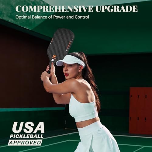 Carbon Fiber Pickleball Paddle for Ultimate Spin and Consistency | 16mm Shark Power Polymer Core Pickleball Paddle | Ul