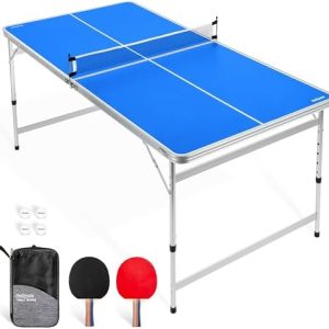 GoSports Mid-Size Table Tennis Table Set for Home & Gym - Green or Blue - 6 x 3 ft - Adjustable Height | GoSports Green