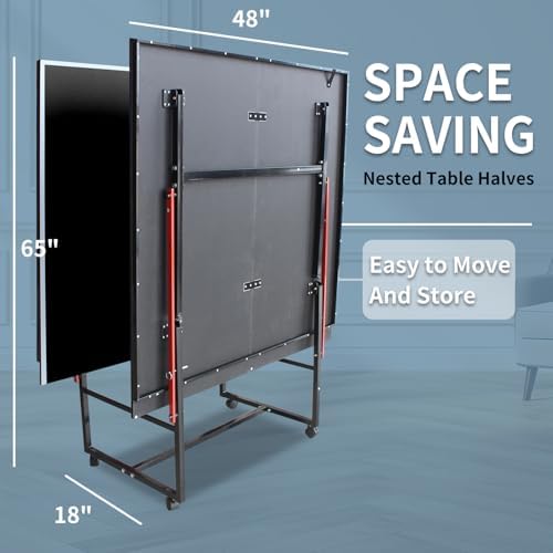 Professional Foldable Table Tennis Table for Indoor Play | 8FT 9FT Single Player Table Tennis Setup with Net and Posts