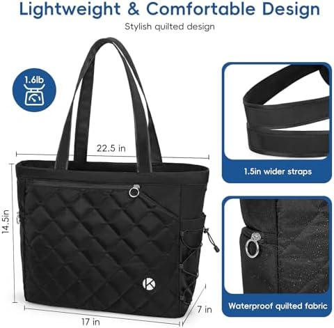Pickleball Tote Bag for Men and Women - Extra-Large Quilted Tennis Tote with Shoe Compartment, Water-Resistant & Lightwe