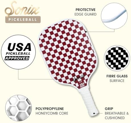 Sonix USAPA Approved Pickleball Paddles Set of 2 for Adults | Fiberglass Surface Pickleball Set with 2 Rackets, 4 Balls,