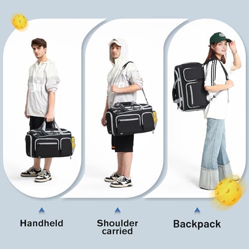 Pickleball Bag Holds 4 Paddles & Accessories, Large Pickleball Backpack with Shoe Compartment, Fence Hooks - Women & Men