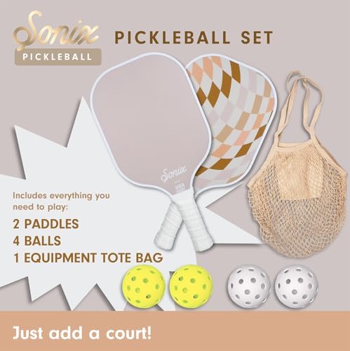 Sonix USAPA Approved Pickleball Paddles Set of 2 for Adults | Fiberglass Surface Pickleball Set with 2 Rackets, 4 Balls,