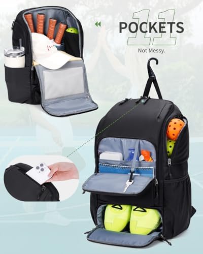 Pickleball Bag Sports Pickleball Backpack with Shoe Compartment Large Men Women Patent Pending