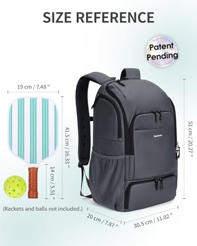 Pickleball Bag Sports Pickleball Backpack with Shoe Compartment Large Men Women Patent Pending