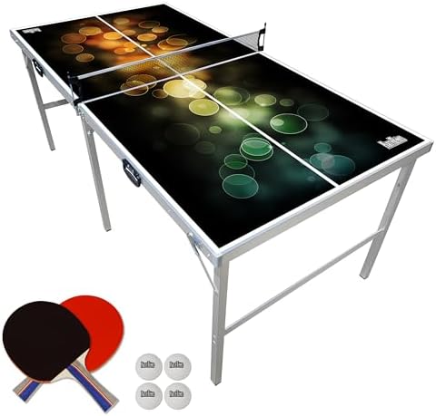 PartyLife 6 ft x 3 ft Portable Indoor Outdoor Ping Pong Table | Kids & Adults | Game Room | Not Full Size | With Optiona