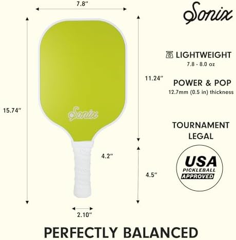 Sonix USAPA Approved Pickleball Paddles Set of 2 for Adults | Fiberglass Surface Pickleball Set with 2 Rackets, 4 Balls,
