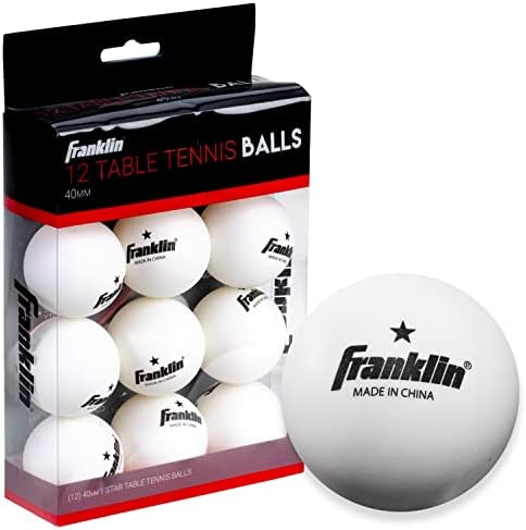 Franklin Sports Ping Pong Balls Official Size Weight White 40mm Table Tennis Durable High Performance 12 Count Pack of 1
