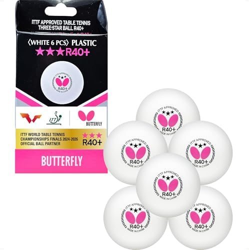 Butterfly R40+ 40mm White ITTF Certified Table Tennis Ball - For Professionals - 3 Pack Butterfly R40+ 40mm White ITTF