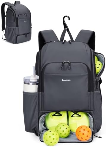 Pickleball Bag Sports Pickleball Backpack with Shoe Compartment Large Men Women Patent Pending