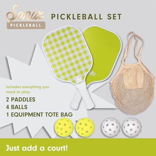 Sonix USAPA Approved Pickleball Paddles Set of 2 for Adults | Fiberglass Surface Pickleball Set with 2 Rackets, 4 Balls,