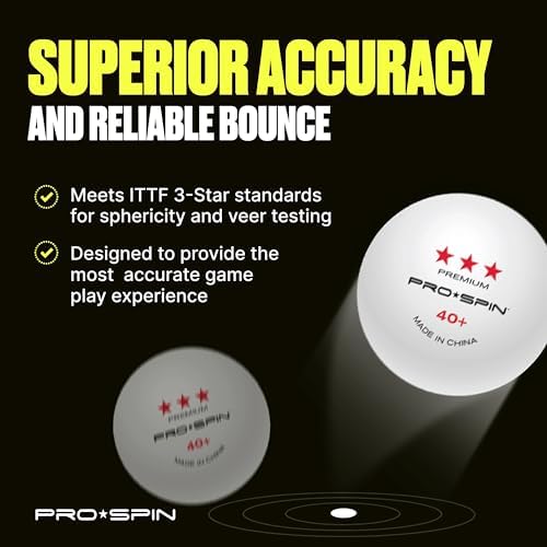 Pro-Spin 3-Star Premium White Ping Pong Balls - High-Performance 40+ ABS | Ultimate Durability for Indoor & Outdoor Play