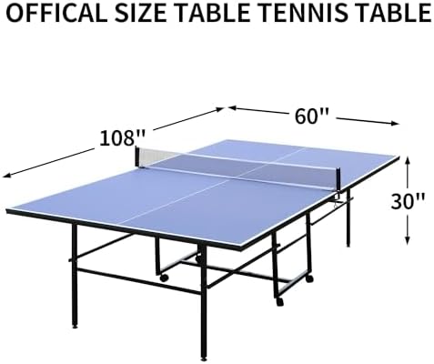 Professional Table Tennis Table, Foldable Ping Pong Game Set for Indoor, 8FT 9FT Single Player Playback Mode