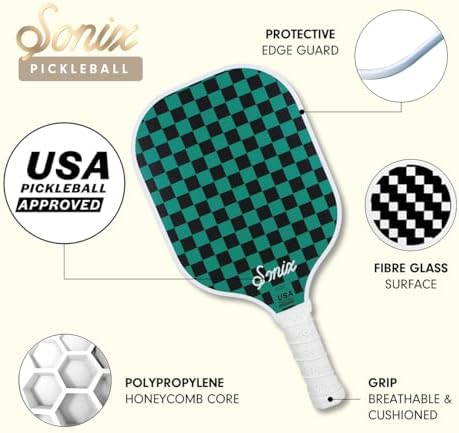 Sonix USAPA Approved Pickleball Paddles Set of 2 for Adults | Fiberglass Surface Pickleball Set with 2 Rackets, 4 Balls,
