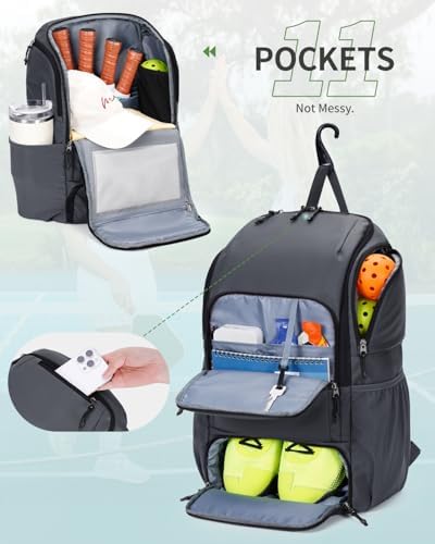Pickleball Bag Sports Pickleball Backpack with Shoe Compartment Large Men Women Patent Pending