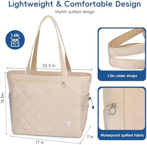 Pickleball Tote Bag for Men and Women - Extra-Large Quilted Tennis Tote with Shoe Compartment, Water-Resistant & Lightwe