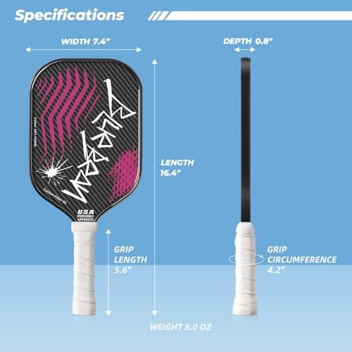 Professional Carbon Fiber Pickleball Paddle - USAPA Approved for Higher Spin & Grit, BlueBean | USAPA Approved Carbon F