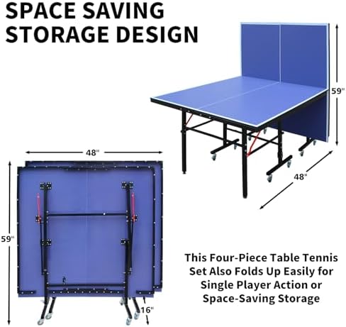 Professional Table Tennis Table, Foldable Ping Pong Game Set for Indoor, 8FT 9FT Single Player Playback Mode