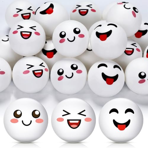 ShinyRelief 24 PCS Novelty Face Table Tennis Balls for All Golfers as Christmas Birthday Gift Fun Table Tennis Accessori