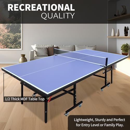 Professional Foldable Table Tennis Table for Indoor Play | 8FT 9FT Single Player Table Tennis Setup with Net and Posts