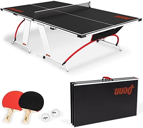 Penn Full Size Table Tennis Table - Easy Setup - Play Anywhere - Compact Storage - 2 Paddles and 2 Balls