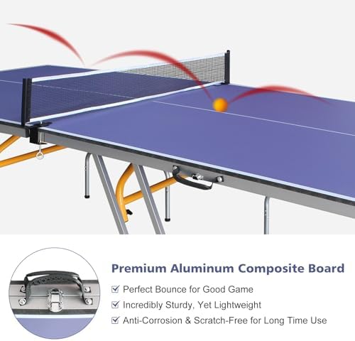 Professional Table Tennis Table, Foldable Ping Pong Game Set for Indoor, 8FT 9FT Single Player Playback Mode