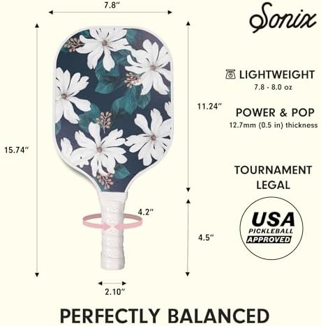 Sonix USAPA Approved Pickleball Paddles Set of 2 for Adults | Fiberglass Surface Pickleball Set with 2 Rackets, 4 Balls,
