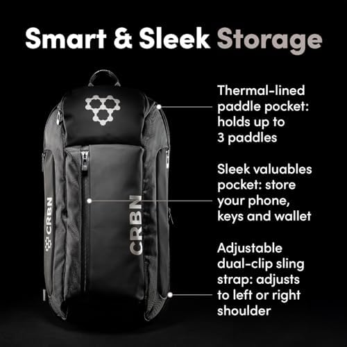 CRBN Pro Team Pickleball Bag for Pickleball Players - Water-Resistant Paddle Bag Holds 3 Paddles & Balls - Ideal for Ser