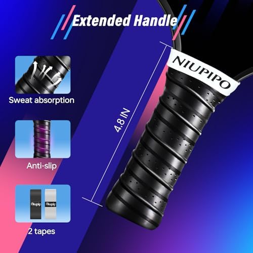 USAPA Approved Graphite Carbon Fiber Pickleball Paddles Set of 4 for Men Women, Polypropylene Honeycomb Core, Cushion |7